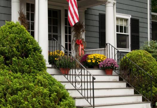 House with American Flag.