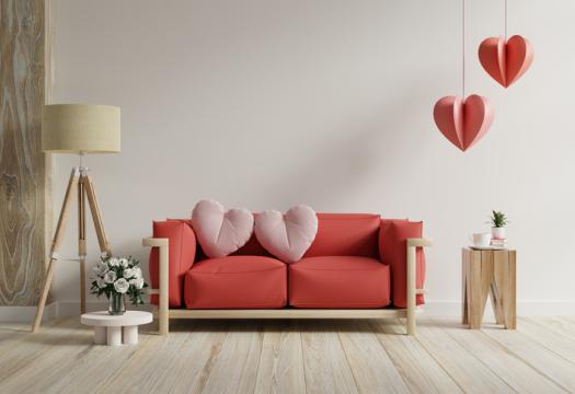 Beautiful pristine living room decorated for Valentine’s Day. | Merry Maids®